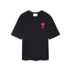 24SS Mens Amis Fashion T-shirt Designer T-shirt Summer Amis Pure Coton Red Coeur Un couple brodé T-shirt Haikyuu Street Fashion Clothing 610