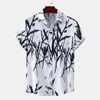 Casual shirts voor heren Hawaiiaanse plaid planten shirt voor mannen zomer oversized short mouw 3d print t tops streetwear revers blouse mannelijke kleding