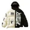 Mens Down Parkas Winter Hooded Parka Jacket Yin Yang Skeleton Print Streetwear Oversized Coat Harajuku Loose Thick Warm Outwear Uni Dr Dh0Vn