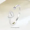 Clusterringen Minimalistische S925 Silver hartvormige ring voor vrouwen ins Persoonlijkheidsopening Index vinger Koreaanse stijl sieraden