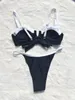 Women Bikinis Set Fashion Black White Patchwork Padded Bra and Thong Swimsuits Sexy Female Bathing Suit Brazilian Biquini 240416