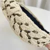 Pannband Nya vävningshårband Mesh Middle Knot Ribbon Pannband för kvinnor Enkelt och mångsidigt vidkant Högskalle Topppressande huvudbonad Y240417