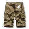 Shorts masculinos estilo safari de verão cargo casual masculino de cor sólida cor algodão respirável Muitos bolsos