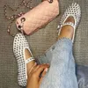 Alala High Definition wersja Ala sama jak Zhang Xiaohuis oryginalna skórzana okrągła głowa Rhinestone Nit Mary Jane Single Shoe Women Flat Sole Ballet Single Shoe