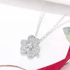 Designer Brand Van Three Flower Necklace Exquisite Glod Plated 18K Gold Full Diamond Pendant with Collar Chain for Women