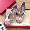 Femmes de style bordereau Boucle Boucle Ballerines Tie Flat Fairy Shoe Cross Chaussures Ballet Bow Bow Tino Rivet High Version Haule coupée Single Vy77