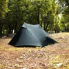 Aricxi Enlarged 2 Person Outdoor Ultralight Camping Tent 3 Season Professional 15D Silnylon Rodless Tent gray black Width 135cm 240408