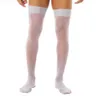 Mens Socks 1pair Thigh High Stockings Glossy See Through Sexy Oil Shiny Anti-skid Soft Sheer Compression Elastic Silk Long