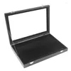 Jewelry Pouches 20 Hook Necklace Tray Storage Box Display Stackable Glass Top Lockable Black Velvet Case (Necklace Case)