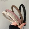 Headbands High Grade Entangled Solid Color Fabric Headband Fashion Hair Accessories Womens Trend Fine Edge Hairband Hair Band Hoop Girl Y240417