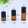 収納ボトル50pcs 1ml 2ml 3ml 5ml 10mlアンバー薄いガラスロールボトルサンプルテストエッセンシャルオイル香水バイアルとローラーメタルボール