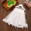 Robes de fille 2024 robe de princesse douce bébé enfants filles vestiges de mariage blanc partage enfant applique rose