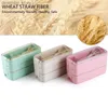 Bento Boxes Japanese Lunch Box Bento Box 3-in-1 Fack Vete Straw Eco-Friendly Bento Lunch Box Meal Prep Containers Beige L49