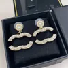 Gold Stup Earring Chanells Woman Designer Luxury Jewelry Women Classics C Logo Hoop Crystal Pearl Orecchini 864