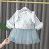 Mädchen Kleider Baby Girl Tang Anzug Winter warm verdickte Samt Top Prinzessin Kleider Chinesisch Traditionelle Säuglingsjahr Kleidung Set