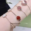 Designer 1to1 Bangle Luxury Jewelry Fanjia Bracelet Seven Star Ladybug Five Flower Female Thick Light Luxury Natural White Fritillaria Red Agate Bracelet Live Broa