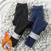 Jeans femminile elastico invernale ssiole spesso comoda comoda peluche calda calda momma matita pantalini blu nero blu nero