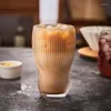 Wine Glasses Simple Handmade Striped Crystal Glass Cups Coffee Water Cup Ice Latte Steam Pitcher Chubby Household Drink Juice
