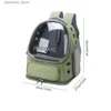 Backpack da transportadora de cães Backpack transportador Bolsa de cápsula espacial respirável Pet Mackpack Oxford Pano Tampa transparente à prova d'água para transporte de cães de gato L49