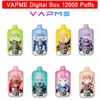 Vapme Digital Box 12000 12K Puffs Vape 850mAh Type-C Charging 20ml Prefilled Pod With Battery Ejuice Display 8 Flavor 0/2/3/5% Disposable E Cigarettes vs BANG 12k 15k puff