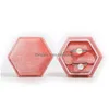 Smyckeslådor Hexagon Veet Ring Box Double Storage Case Pendant Earring Packaging Present For Proposal Engagement Wedding Cerem Dhgarden DH3XC
