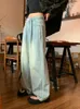 Dżinsy damskie Deeptown w stylu koreański Niebieska kobieta 11K Vintage Vintage szeroka noga Podstawowe dżinsowe spodnie HARAJUKU RETRO 90S Casual Worbgy Spoders
