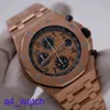 Fashion AP pols Watch Royal Oak 26470or Mens Watch 18K Rose Gold Automatisch machines Zwitsers Beroemde Watch Luxe Gold Band Watch Diameter van 42 mm