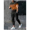 Tracksuits voor heren heren broek tracksuit 2 -delige sets zomer sportkleding tops tees shirt mouw t shirtlong zweetwedstrijden oversized heren c dhmy1