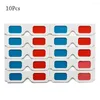 Lunettes de soleil 10pcs Cyan 3D Lunes Portable TV Real Cinemas Movie Game Red Blue Gaming Cardboard Papier