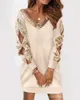 Casual Dresses Lace V-neck Corn Velvet Off-the-shoulder Dress For Women