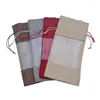 Shopping Bags 10pcs/lot Latest 14x30cm Burlap Jute Sackcloth Linen Drawstring Wine Bottle Gift Storage Bag