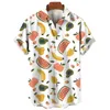 القمصان غير الرسمية للرجال فاكهة y2k هاواي 2024 الصيف ثلاثية الأبعاد المطبوعة الشاطئ شاطئ خمر الملابس نساء قميص طية صاخب بلوزة عادي