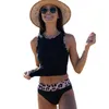 Da bagno da nuoto da bagno spiaggia spiagge leopardo patchwork set bikini set tankini costume da bagno femminile nuoto da spiaggia 2 pezzi 2024