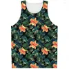 Męskie topy czołgowe Aloha Tropical Flower Graphic Top Men Summer 3D Printed Rośliny Kamizelka streetwear