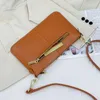 Drawstring Chic Vegan PU Leather Wristlet Purse For Women Envelope Small Clutch Handbag With Shoulder And Wrist Strap Lady Daily Bag Wallet