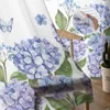 Cortina Flores de verão Hydrangea Cortagens de tule pura para a sala de estar da sala de cozinha Drapery da janela da janela