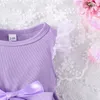 女の子のドレスドレス3〜24ヶ月の誕生日の袖のかわいい星チュールパープルプリンセスフォーマルootdベイビー