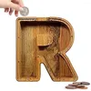 Storage Bottles Wooden Piggy Bank Translucent Visual Capacity Coin Creative English Alphabet Bottle Personalized Gift