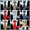 Neck Tie Set Classic Mens Ties Set 51 Design 100% Silk Neck Hanky ​​Cufflink 8cm Plaid randig för män Formella affärsbröllopsfest Dr otivg