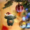 クリスマスデコレーション2dアクリルダブルプリント漫画興味深い牛の木飾りペンダントかわいい帽子装飾装飾ドロップデリバリーhom dhho3