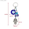 Keychains Lanyards 1 bit ond öga Keychain Hand of Fatima Alloy Pendant Y240417