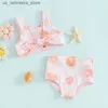 SOINS DE SOWSUILLAGE Baby Girls Swimsuit 2 pièces Swimsuit sans manche Cross / gilet imprimé Shorts Set Swimsuit Q240418