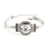 Charmarmband Ginger Snap Beacelet för kvinnor DIY utbytbar knapp Charms smycken Metall Bangle Fit 18mm Crystal