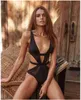 Women's Swimwear Black One Piece Swimsuit Sexy Mesh Swimwear Women Cut Out Bathing Suit Plunge V Monokini White Pink Swimming Costumes Trikini