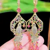 Dangle Earrings ANGELCZ Attractive Women Ear Jewelry Full Micro Pave Multicolor Cubic Zirconia Golde Bird Drop For Prom AE321