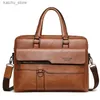 Outros acessórios de computador 2023 Men Brethercase Bag Bolsa de alta qualidade Brand Famous Pu Leather ombro Messenger Messenger Bolsa de escritório 14 na bolsa de laptop Y240418