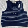 Ontwerpers tanks camis t-shirts mode-t-shirts t shirts dames letter shirt nieuw gestreept vest blauw zwart sml dames top blouse mijn top spotify streetwear tanktops crop cc top