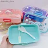 Pudełka bento super kawaii kreskówka Kuromi podwójna krata plastikowe pudełko na lunch mikrofalowe mikrofalowe student przenośne melodys bento pudełka l49