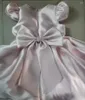 Flickklänningar Champagne Satin Party Dress Beading Kids Elegant For Girls Princess Clothes Luxury Birthday Gown Baby Vestidos 1-8y