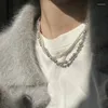 Имитация хокера Жемчужно обернутое ожерелье для женщин двойное слое